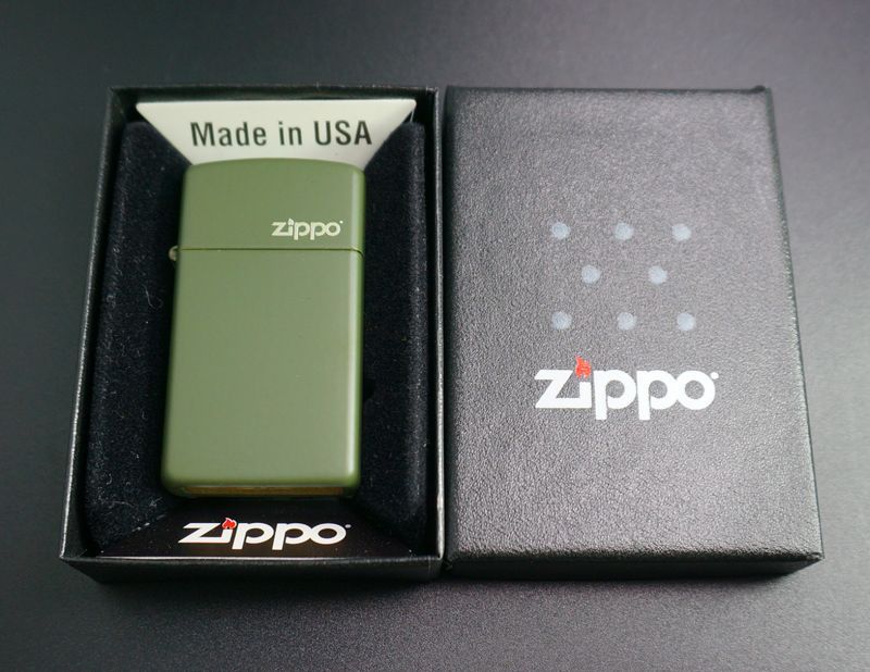 画像: zippo マットカラー グリーン Green Matte スリム 1627ZL