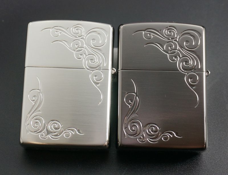 画像: zippo ペア アラベスクサテーナ SV/BK