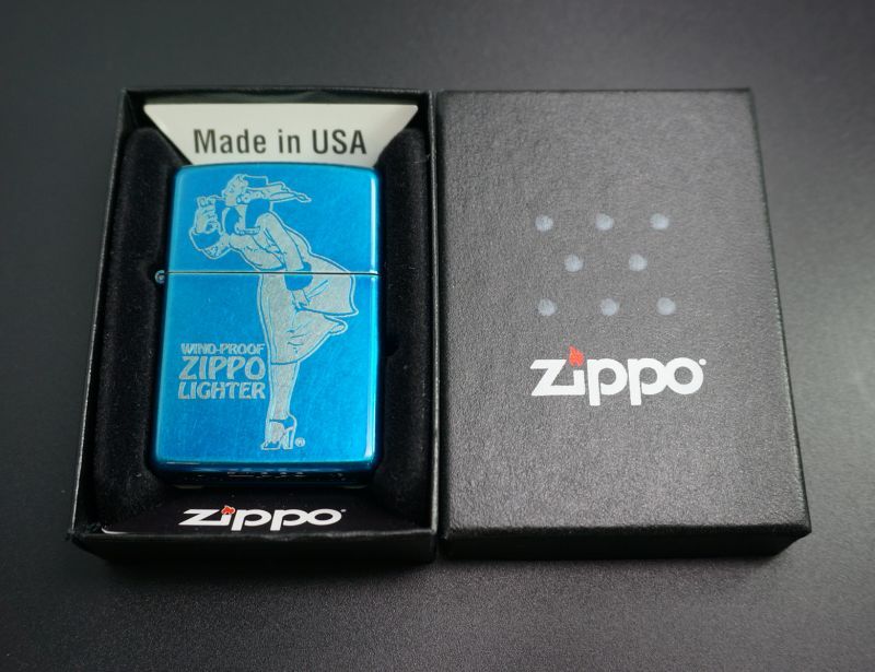 画像: zippo WINDY バレル加工 ブルー 2013年製造