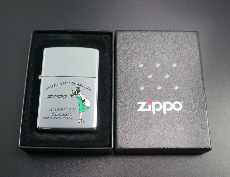 画像: zippo WINDY グリーン/ホワイト プリント #250 2002年製造