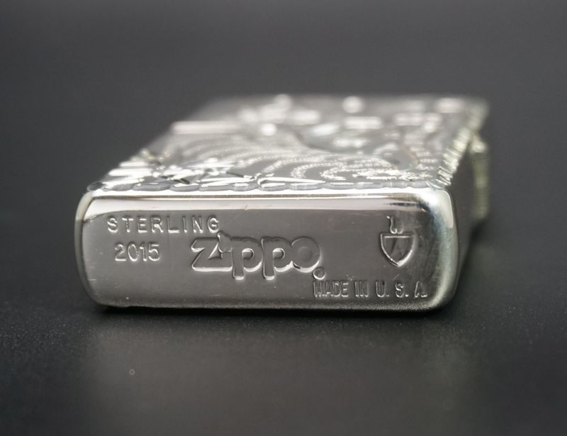 画像: zippo スターリングシルバー 職人両面手彫り 龍虎 A #26