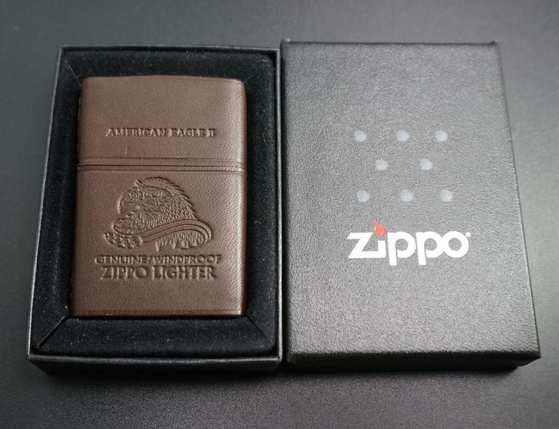 画像: zippo 革巻き アメリカンイーグルII ブラウン 2006年製造