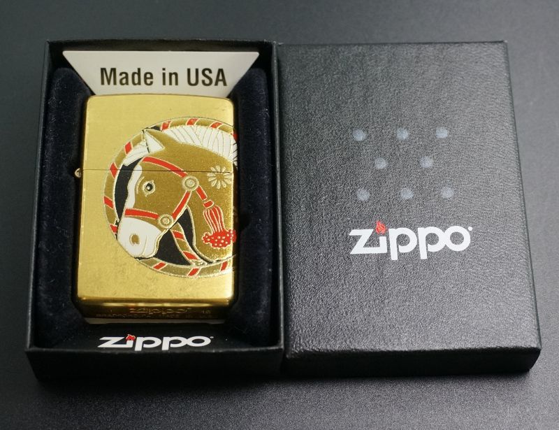 画像: zippo 本金箔貼り 高蒔絵 干支「午」平成26年度