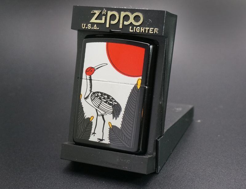 画像: zippo 花札 「松に鶴」黒マット