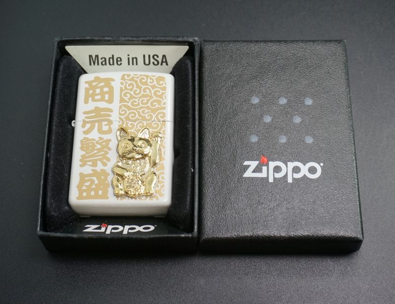 画像: zippo 開運招き猫(A)パールホワイト