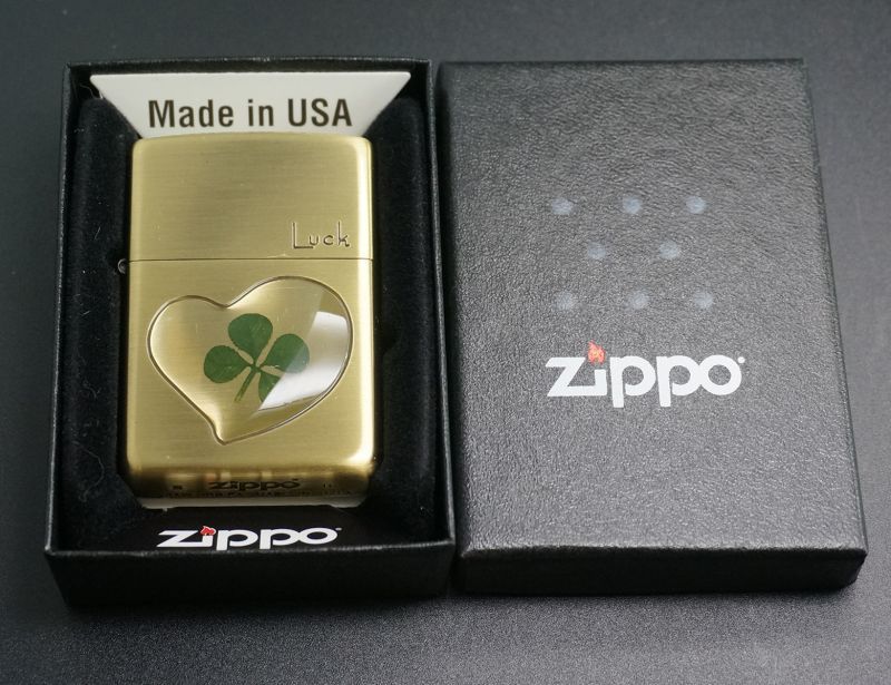 画像: zippo 四つ葉 本物のクローバー Luck(幸運)