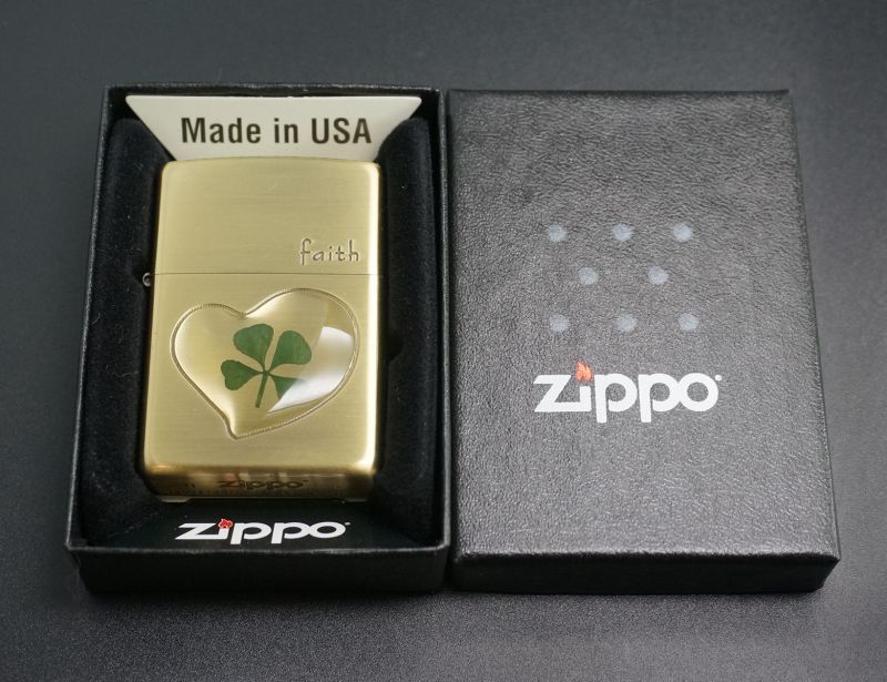 画像: zippo 四つ葉 本物のクローバー faith(誠実)