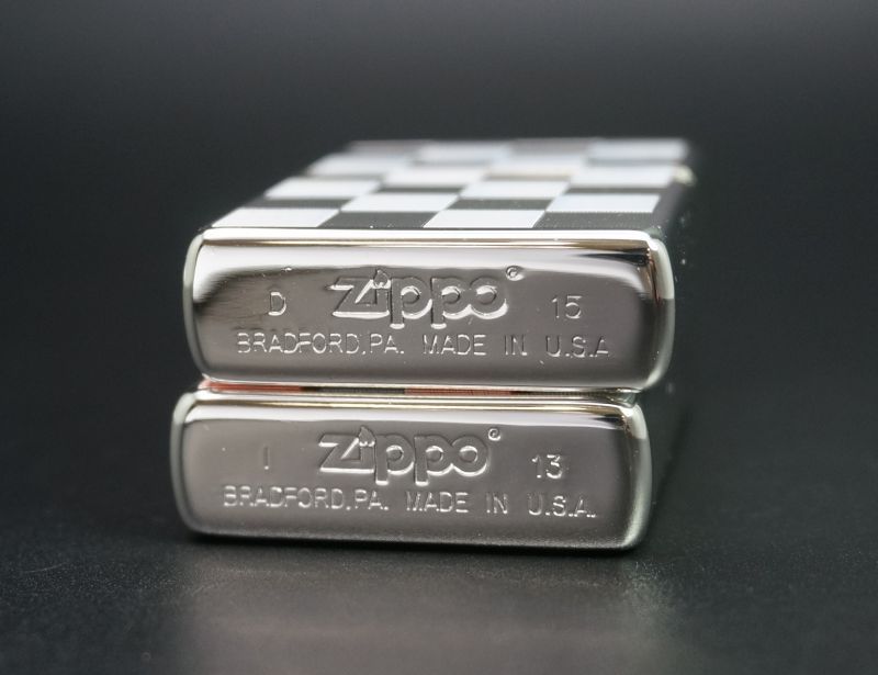 画像: zippo ペア チェッカー柄 両面 ピンク/ブルー