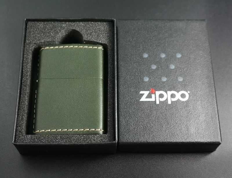 画像: zippo 革巻き リゾンテ グリーン