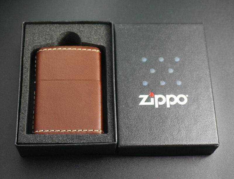 画像: zippo 革巻き リゾンテ ブラウン