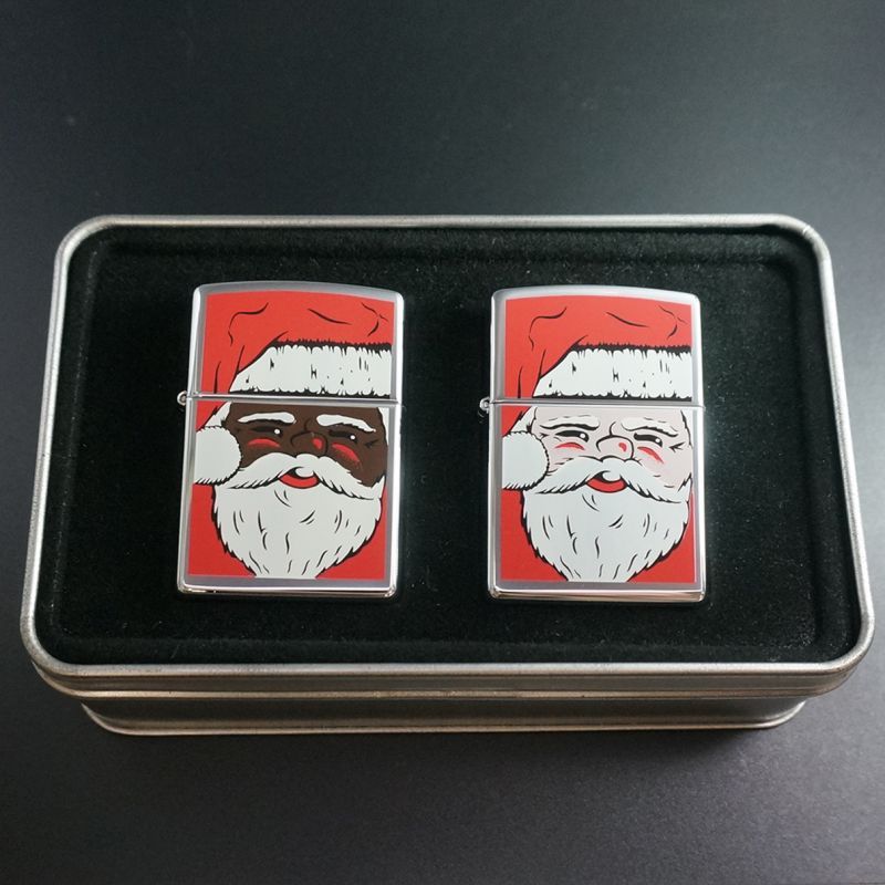 画像1: zippo ブラックサンタクロース＆ホワイトサンタクロース 2個セット 