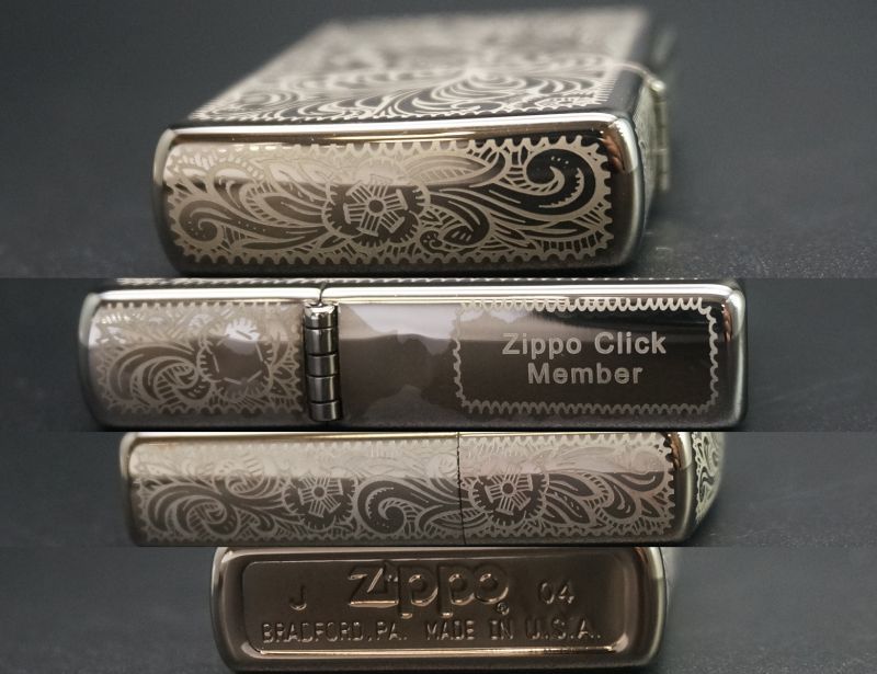 画像: zippo CLICK（クリックメンバー）唐草5面デザイン 2004年製造