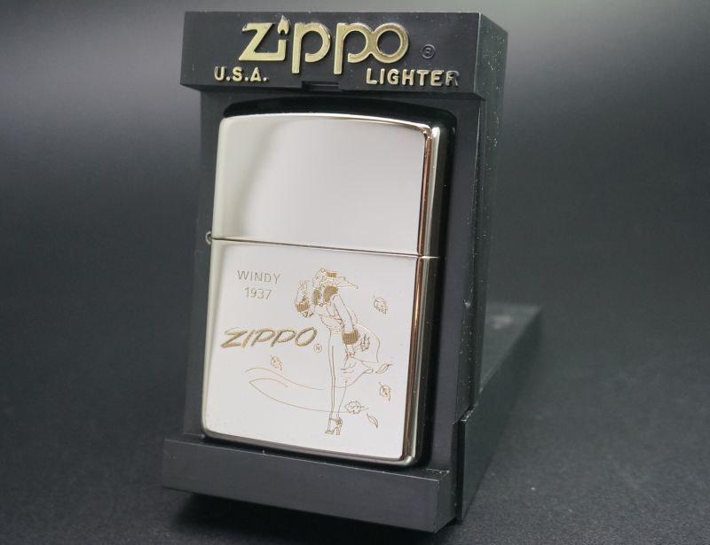 画像: zippo WINDY SILVER PRATE 象眼 1995年製造