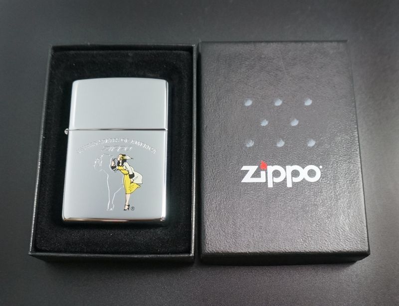 画像: zippo WINDY エッチング＆プリント イエロー/ホワイト 1998年製造