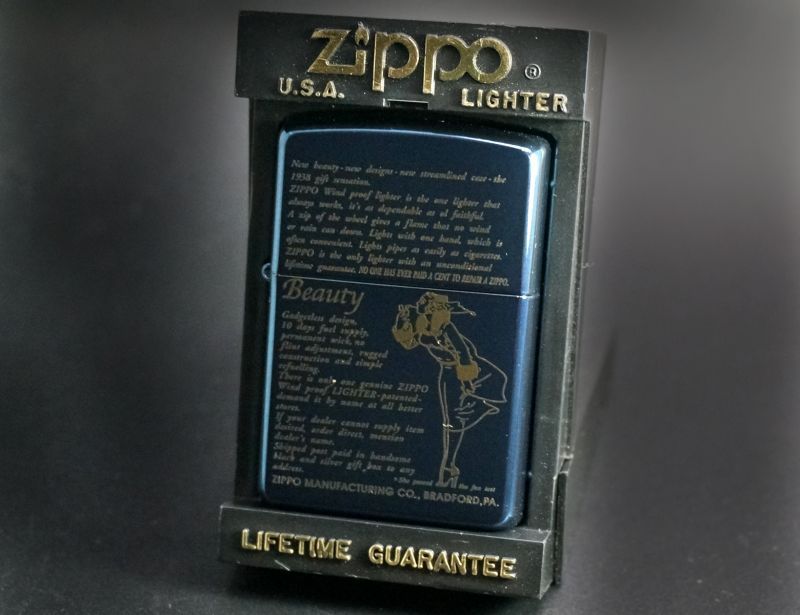 画像: zippo WINDY プリント ブルーチタン 2003年製造
