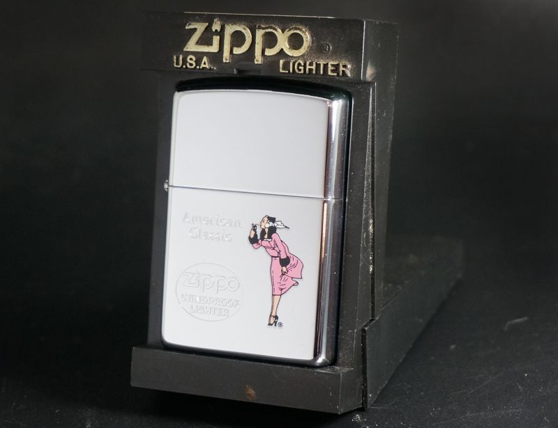 画像: zippo WINDY エッチング＆プリント ピンク 2000年製造