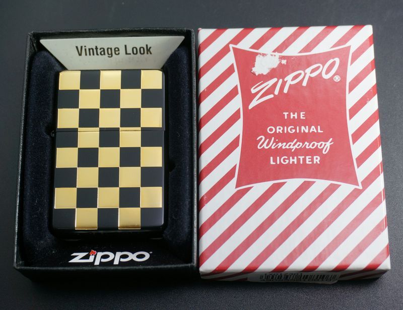 画像: zippo フラットトップ チェッカー GD