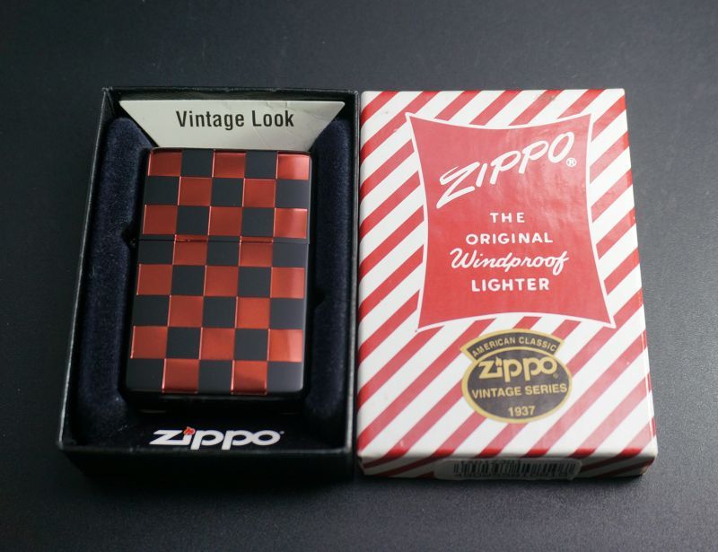 画像: zippo フラットトップ チェッカー RD