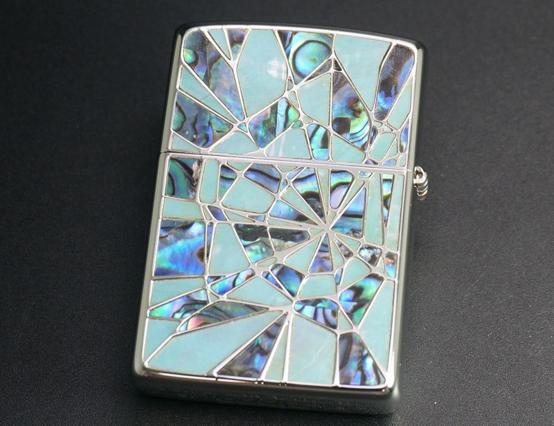 画像: zippo LE シェルクリスタル BL/GR シリアルNo.55