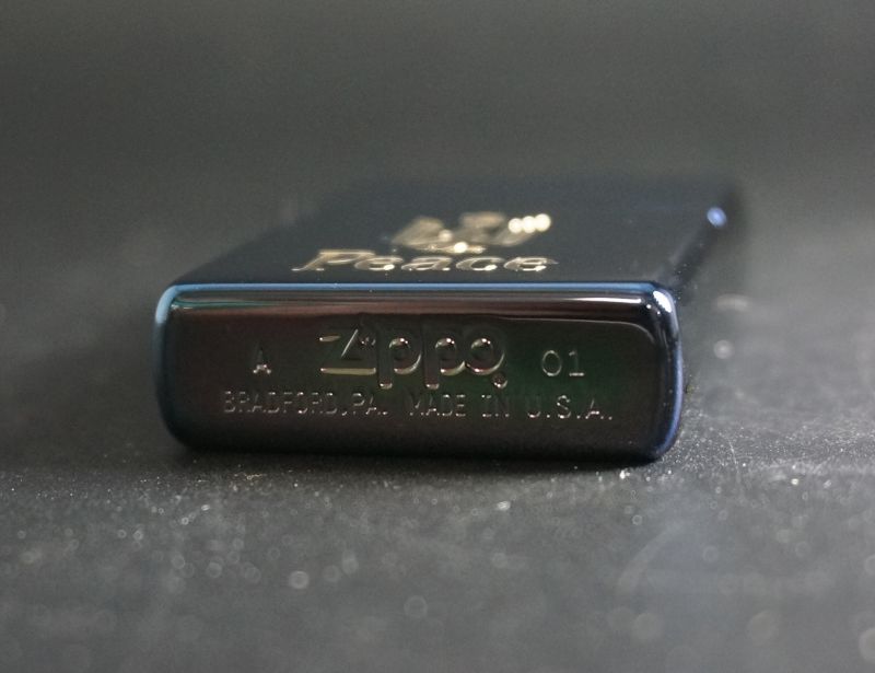 画像: zippo Peace ブルーチタン 懸賞商品 2001年製造