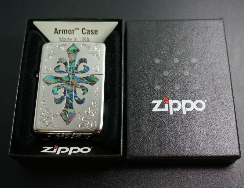 画像: zippo ARMOR 貝貼りシリーズ　クロス　両面加工