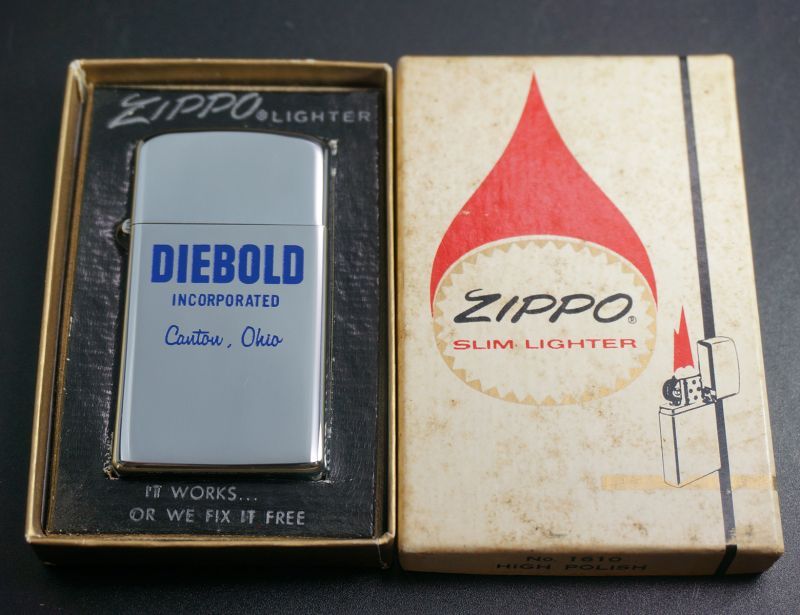 画像: zippo 企業柄 DIEBOLD スリム #1610 1972年製造