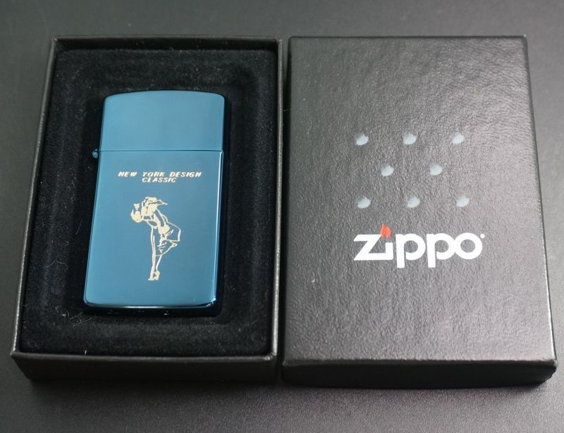 画像: zippo WINDY ブルーチタン スリム1999年製造