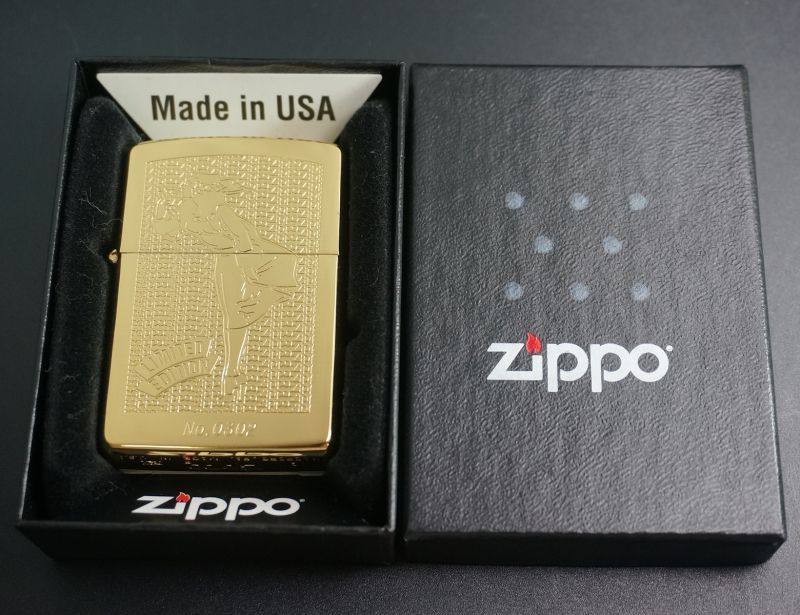 画像: zippo WINDY 金メッキ エッチング 1995年製造