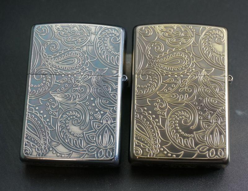 画像: zippo ペア ペイズリ― SV＆BS