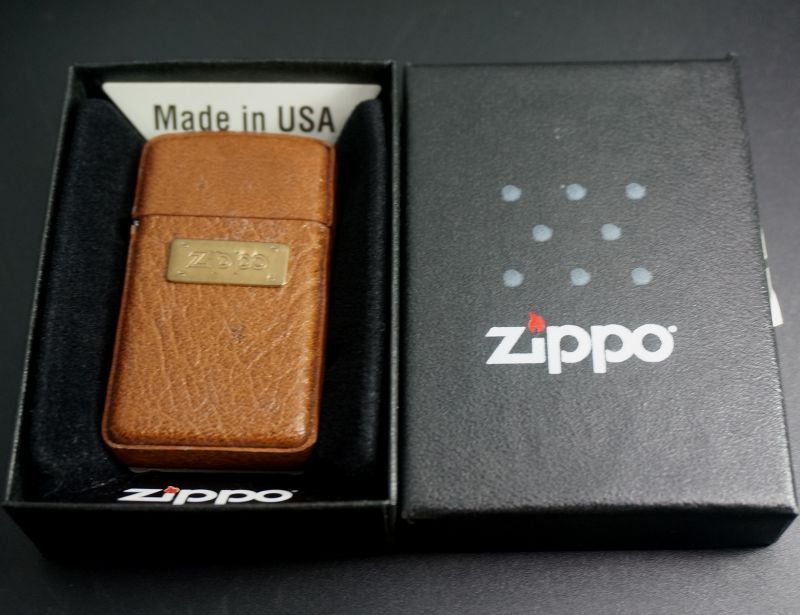 画像: zippo 革巻き ブラウン スリム 1992年製造