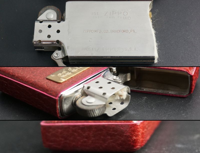 画像: zippo 革巻き 赤茶 スリム 1987年製造