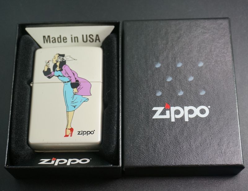 画像: zippo WINDY パールホワイト プリント 2006年製造 