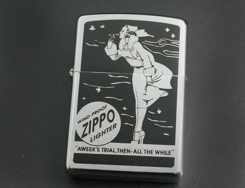 画像: zippo WINDY 黒プリント プレートセット 1997年製造 