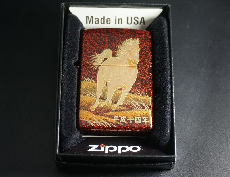 画像: zippo 本金蒔絵 干支 午 平成14年度