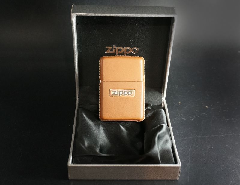 画像: zippo 革巻き ライトブラウン プレート 2000年製造 