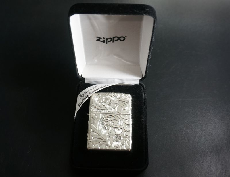 画像: zippo スターリングシルバー 職人五面手彫り 花＆唐草 #27