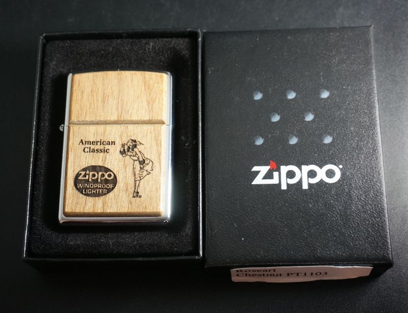 画像: zippo WINDY ウッド貼付 2002年製造