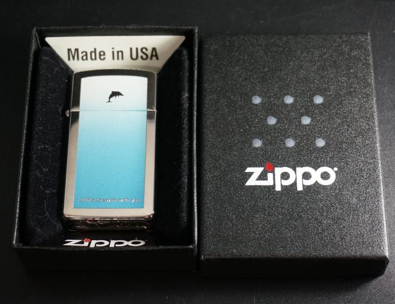 画像: zippo ドルフィン ブルー スリム 2000年製造