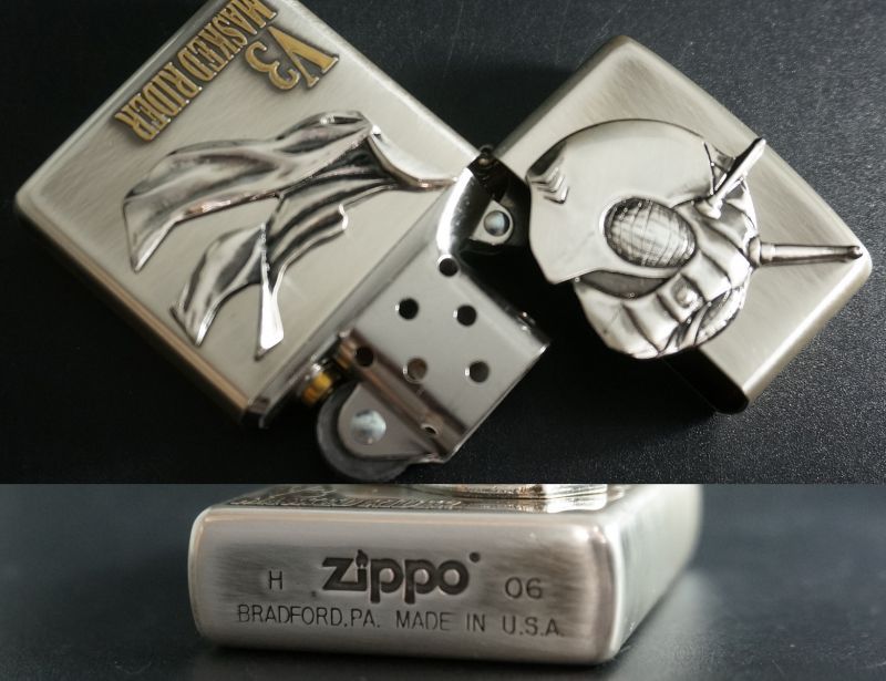 画像: zippo 仮面ライダ- フェイス モノクロームバージョン V3