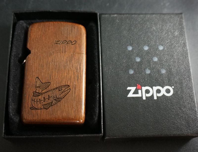 画像: zippo 木巻き 魚 スリム 2002年製造 