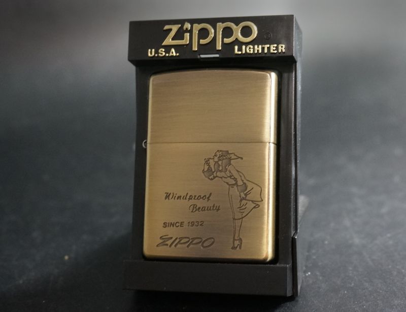 画像: zippo WINDY エッチング ブラスいぶし A 2001年製造