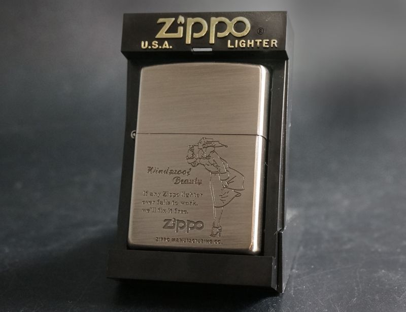 画像: zippo WINDY エッチング シルバーいぶし C 2001年製造