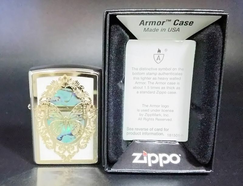 画像: zippo アーマー 金色 両面加工 2018年製造