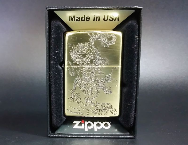 画像: zippo 和柄龍 両面加工 タイプB 金色 2018年製造