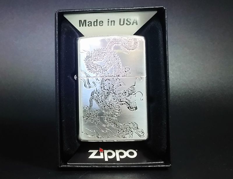 画像: zippo 和柄龍 両面加工 タイプB 銀色 2018年製造