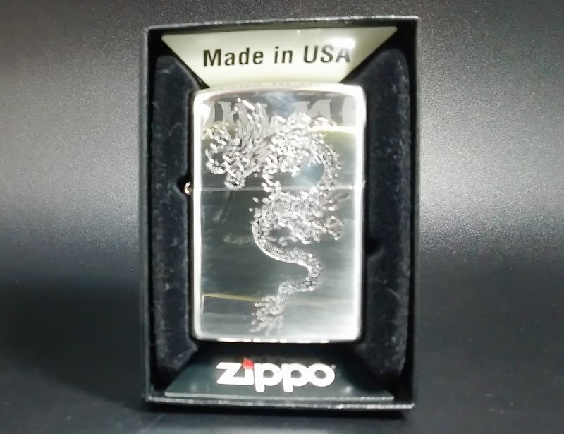 画像: zippo 和柄龍 両面加工 タイプA 銀色 2018年製造