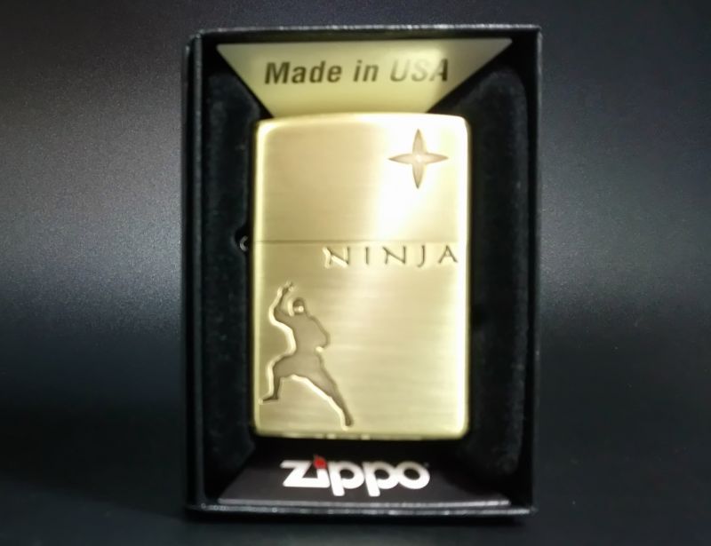 画像: zippo 忍者 両面加工 金色 2018年製造