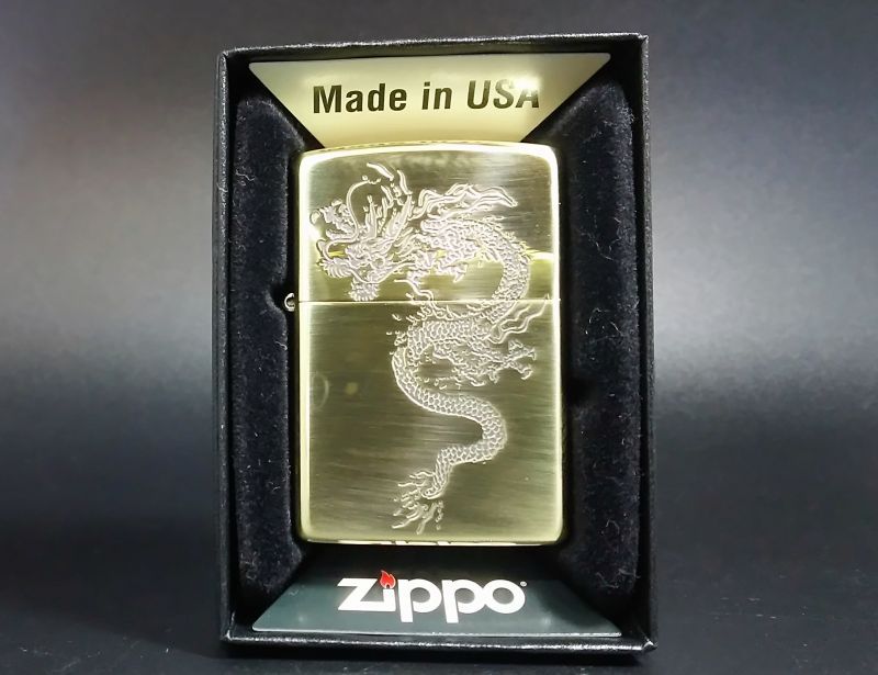 画像: zippo 和柄龍 両面加工 タイプA 金色 2018年製造