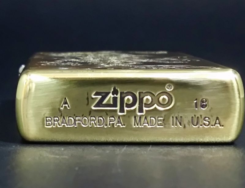 画像: zippo 和柄龍 両面加工 タイプB 金色 2018年製造