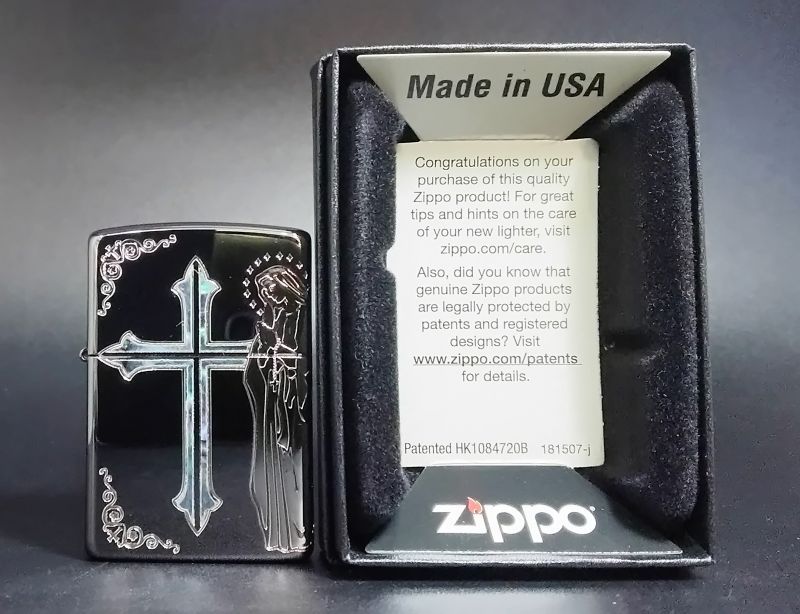 画像: zippo 十字架 マリア 銀色 2017年製造
